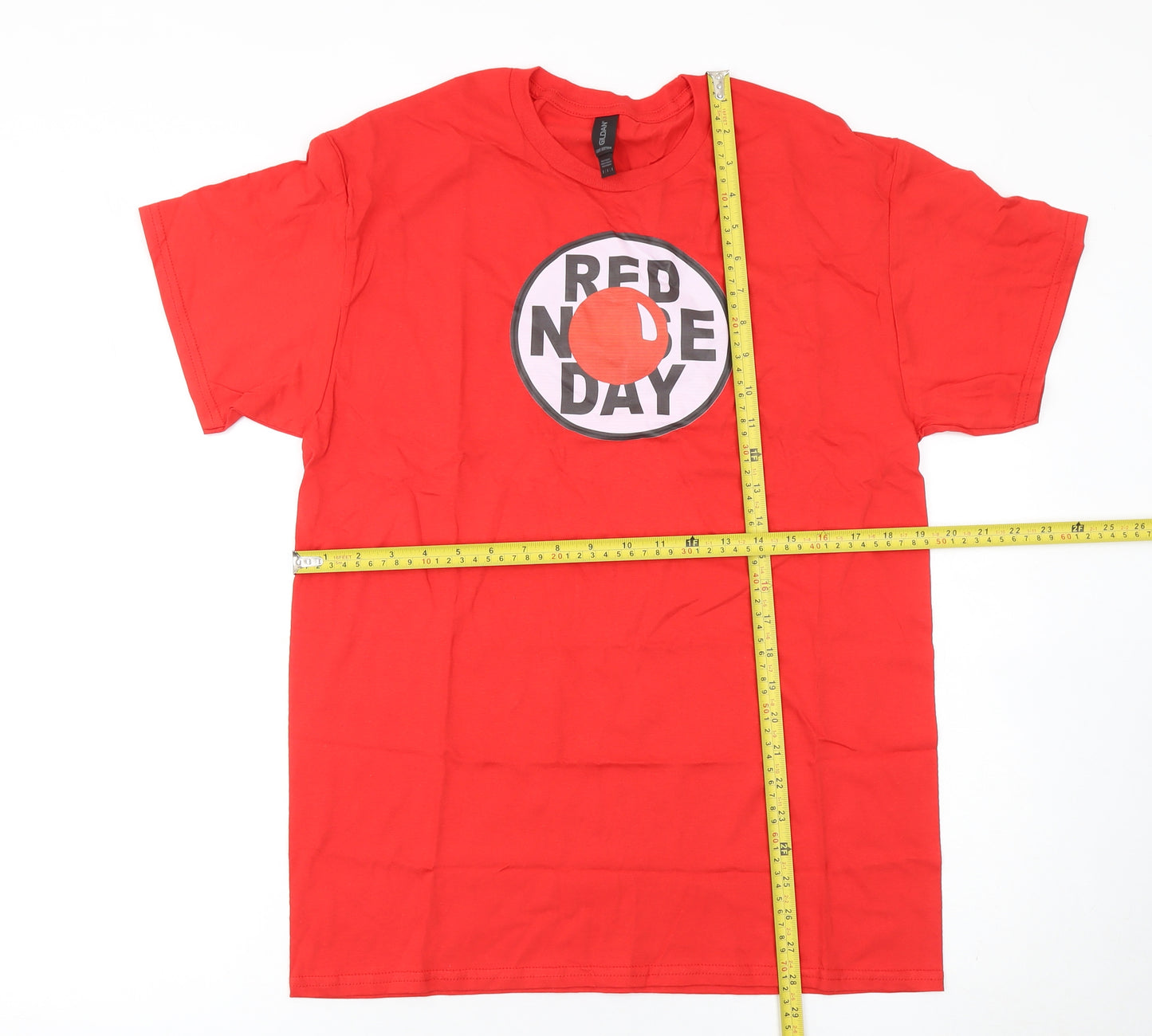 Gildan Men Red Cotton Red Nose Day Graphic T-Shirt M