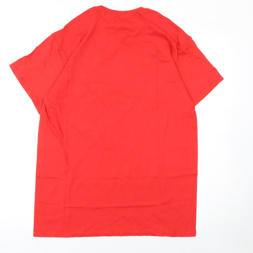 Gildan Men Red Cotton Red Nose Day Graphic T-Shirt M