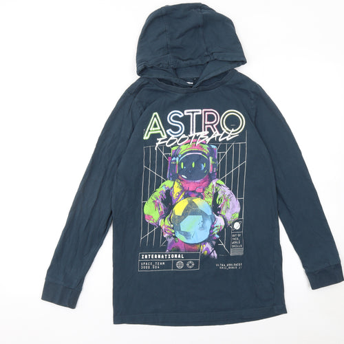 F&F Boys Blue Astro Football Graphic Hoodie 12-13 Years Cotton Pullover