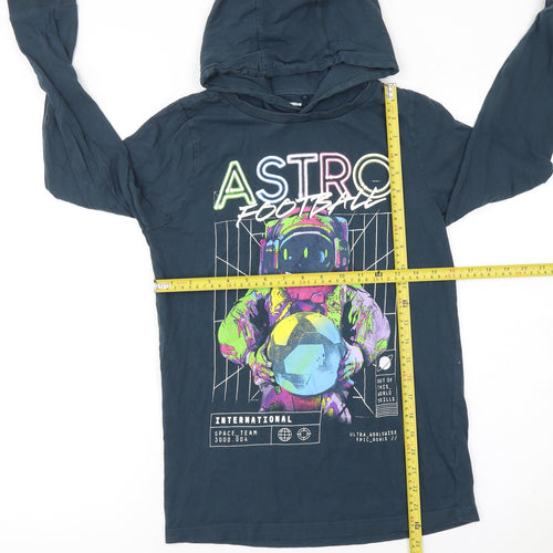 F&F Boys Blue Astro Football Graphic Hoodie 12-13 Years Cotton Pullover