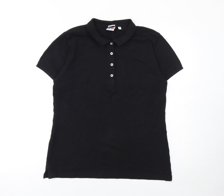 Russell Men's Black Stretch Cotton Polo Shirt Size L Classic Fit