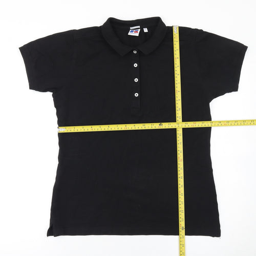 Russell Men's Black Stretch Cotton Polo Shirt Size L Classic Fit