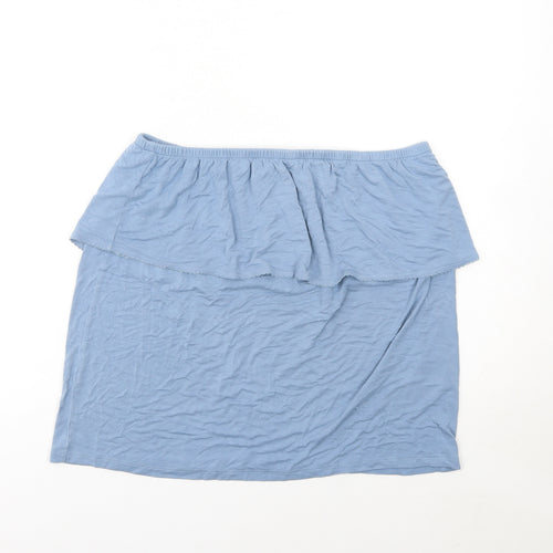 Next Women Blue Off Shoulder Ruffle Cotton Blouse Size 12