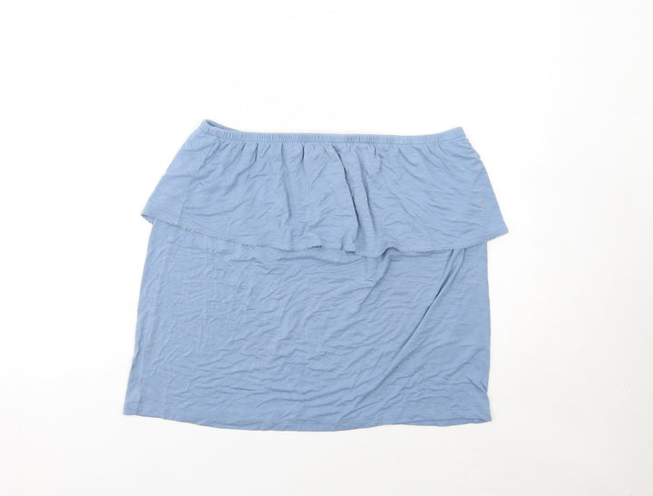 Next Women Blue Off Shoulder Ruffle Cotton Blouse Size 12