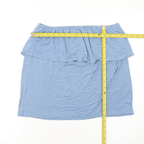 Next Women Blue Off Shoulder Ruffle Cotton Blouse Size 12