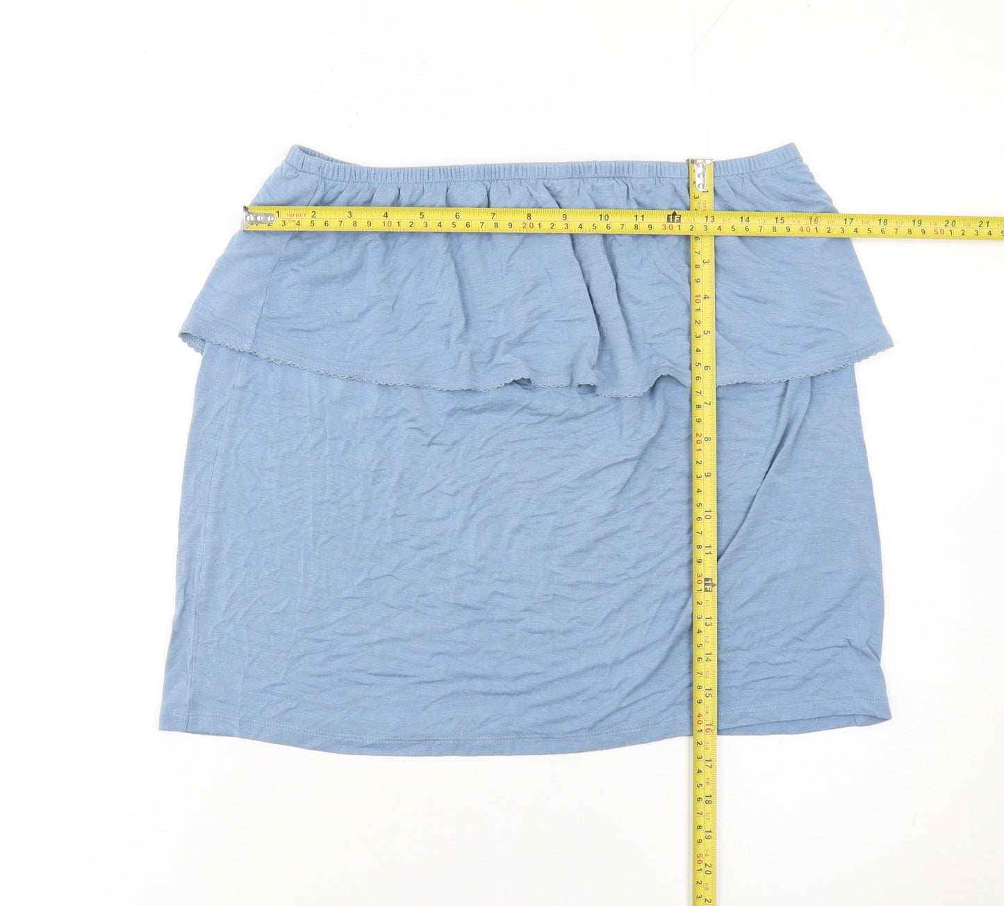 Next Women Blue Off Shoulder Ruffle Cotton Blouse Size 12