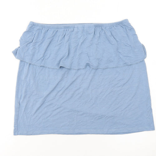 Next Women Blue Off Shoulder Ruffle Cotton Blouse Size 12