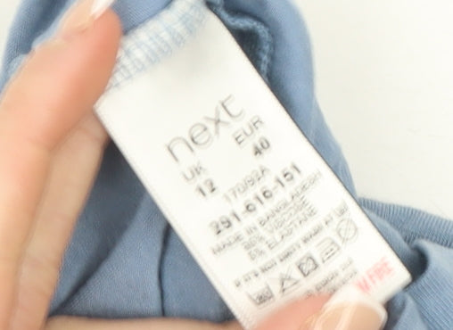 Next Women Blue Off Shoulder Ruffle Cotton Blouse Size 12