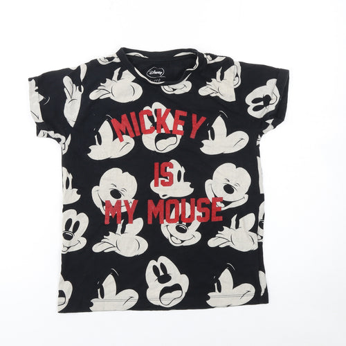 Disney Little Eleven Paris Girls Black Mickey Mouse T-Shirt Age 8