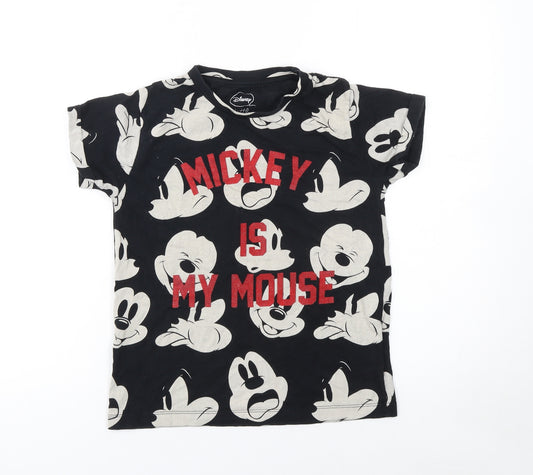 Disney Little Eleven Paris Girls Black Mickey Mouse T-Shirt Age 8
