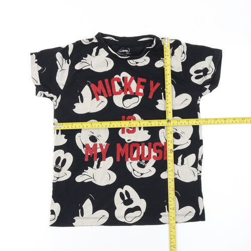 Disney Little Eleven Paris Girls Black Mickey Mouse T-Shirt Age 8