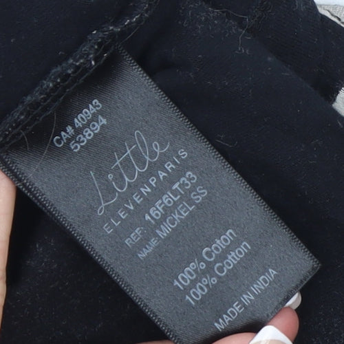 Disney Little Eleven Paris Girls Black Mickey Mouse T-Shirt Age 8