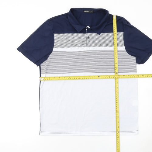 Manfinity Men's Blue Striped Short Sleeve Polo Shirt Size S