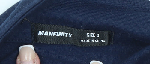 Manfinity Men's Blue Striped Short Sleeve Polo Shirt Size S