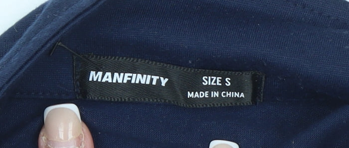 Manfinity Men's Blue Striped Short Sleeve Polo Shirt Size S