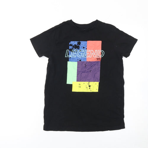 Primark Boys Black Graphic 'Legend' T-Shirt 10-11 Years Cotton Casual Top