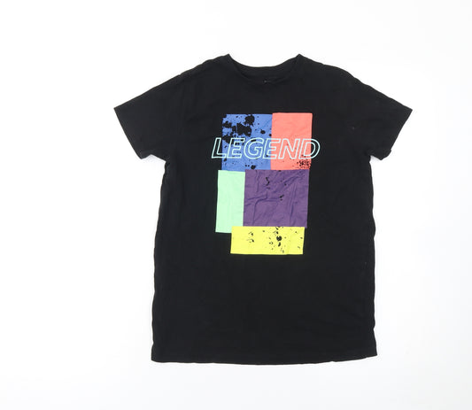 Primark Boys Black Graphic 'Legend' T-Shirt 10-11 Years Cotton Casual Top