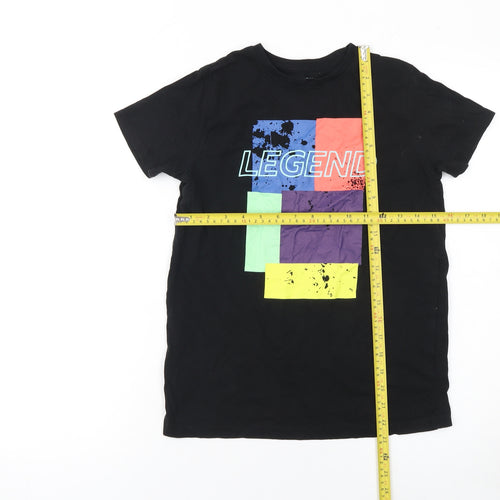 Primark Boys Black Graphic 'Legend' T-Shirt 10-11 Years Cotton Casual Top