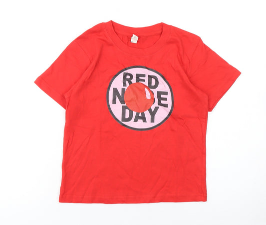 Casual Classics Boys Red Red Nose Day Graphic Cotton T-Shirt 6-7 Years