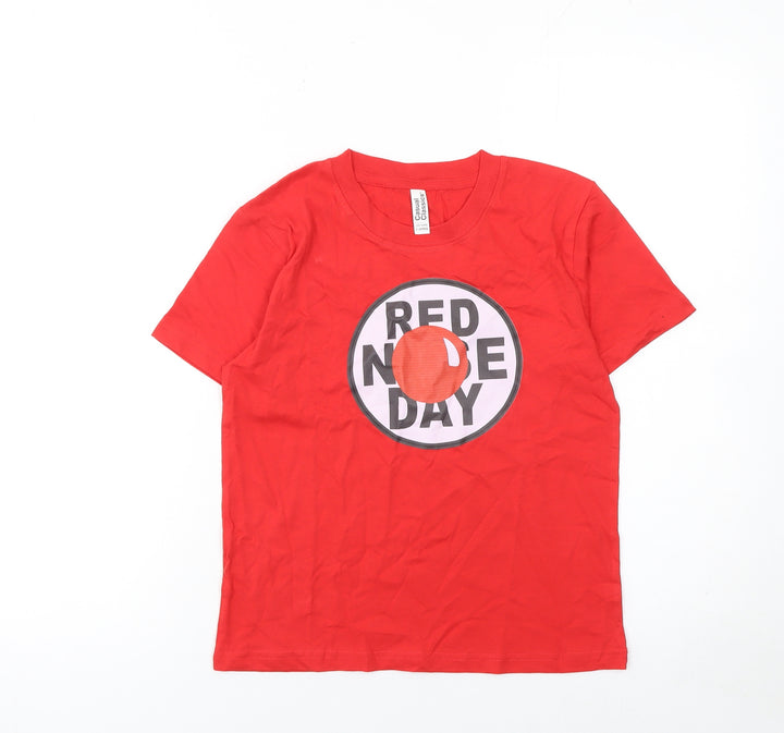Casual Classics Boys Red 7-8 Years Red Nose Day Graphic Cotton T-Shirt