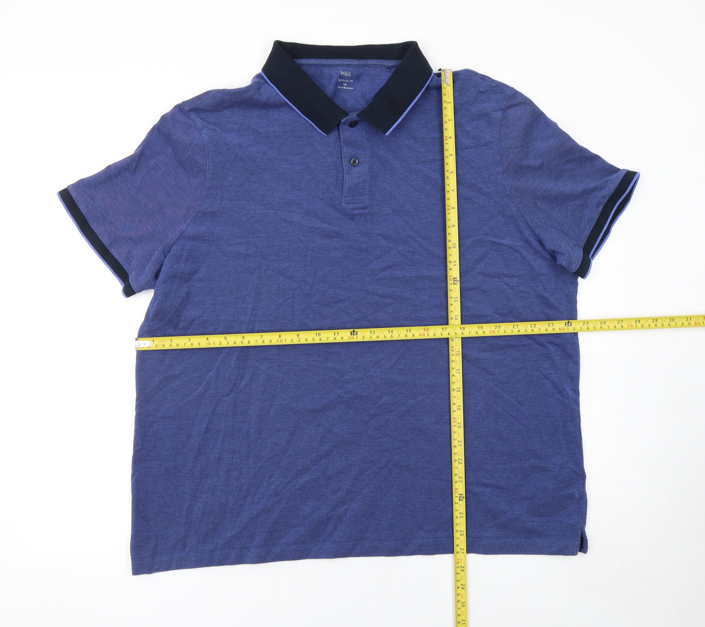 Marks and Spencer Men's Blue 3XL Cotton Polo Shirt