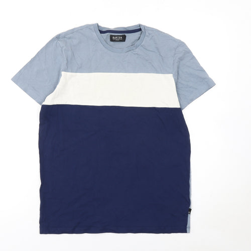 Burton Menswear Men's Blue Colourblock Cotton Crew Neck T-Shirt Size S