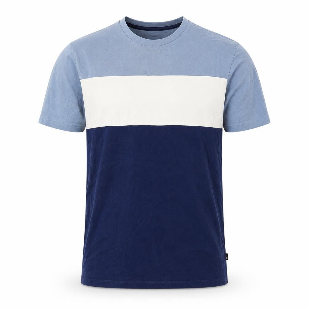 Burton Menswear Men's Blue Colourblock Cotton Crew Neck T-Shirt Size S