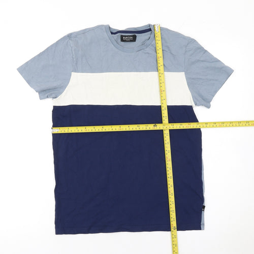 Burton Menswear Men's Blue Colourblock Cotton Crew Neck T-Shirt Size S