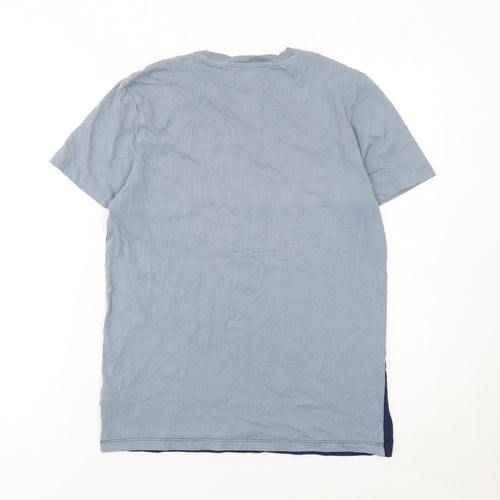 Burton Menswear Men's Blue Colourblock Cotton Crew Neck T-Shirt Size S