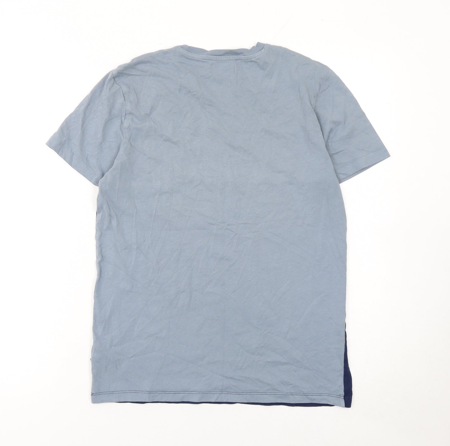 Burton Menswear Men's Blue Colourblock Cotton Crew Neck T-Shirt Size S