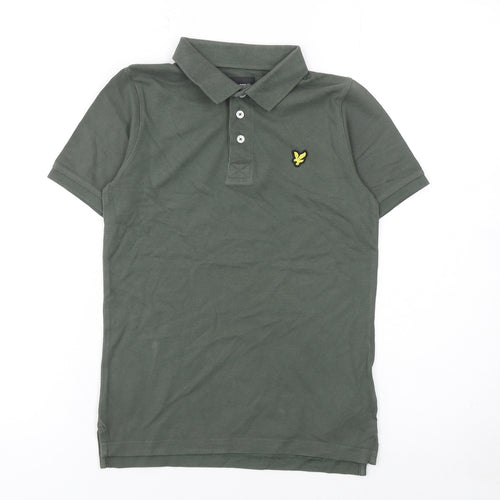 Lyle & Scott Boys Green Polo Shirt 8-9 Years Cotton Collared Short Sleeve