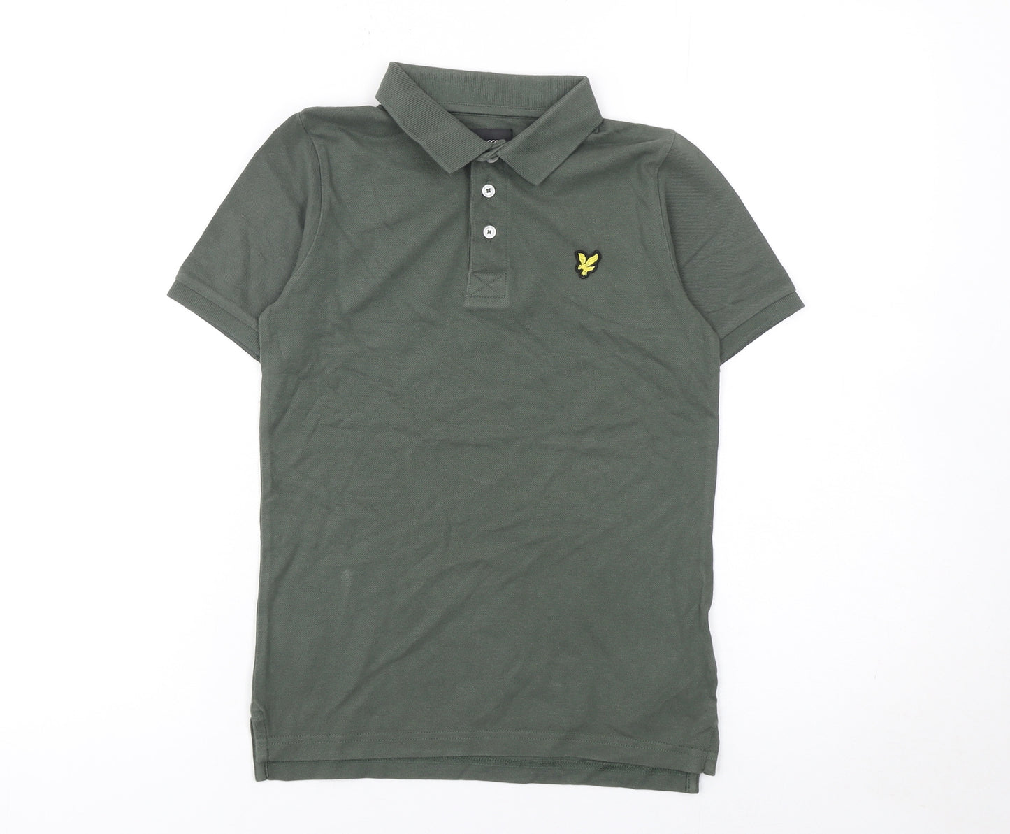 Lyle & Scott Boys Green Polo Shirt 8-9 Years Cotton Collared Short Sleeve