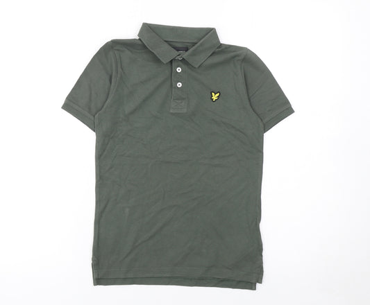 Lyle & Scott Boys Green Polo Shirt 8-9 Years Cotton Collared Short Sleeve