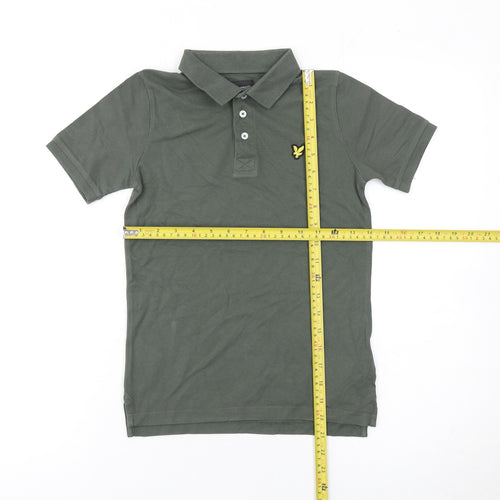Lyle & Scott Boys Green Polo Shirt 8-9 Years Cotton Collared Short Sleeve