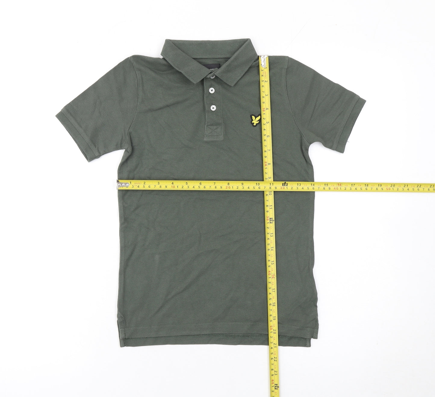 Lyle & Scott Boys Green Polo Shirt 8-9 Years Cotton Collared Short Sleeve