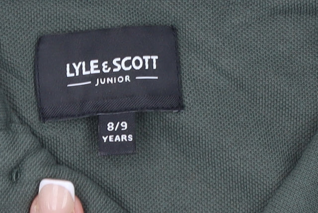 Lyle & Scott Boys Green Polo Shirt 8-9 Years Cotton Collared Short Sleeve