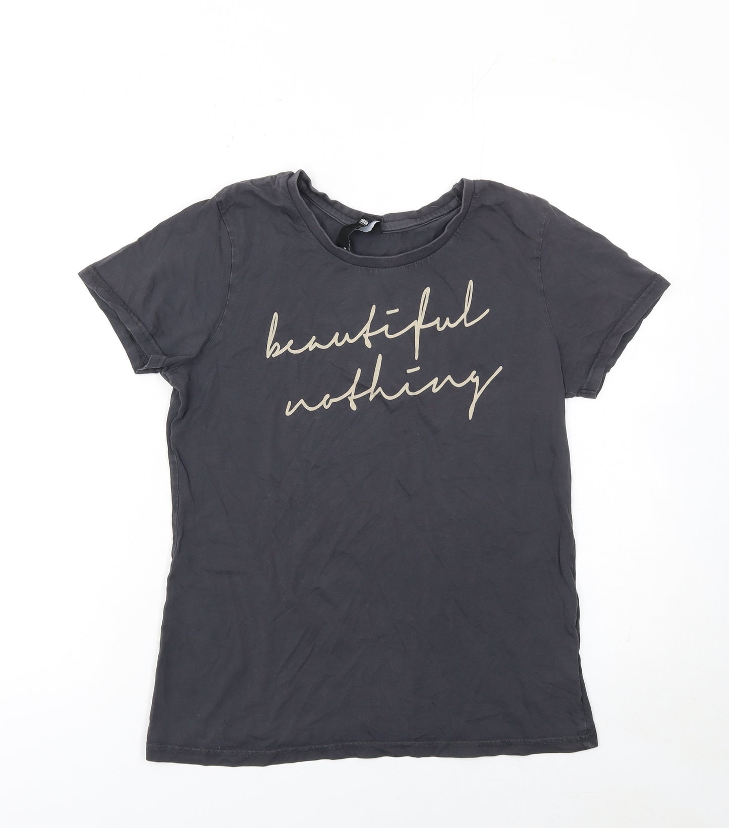 GRAIN Womens Black Cotton Crew Neck Short Sleeve T-Shirt M