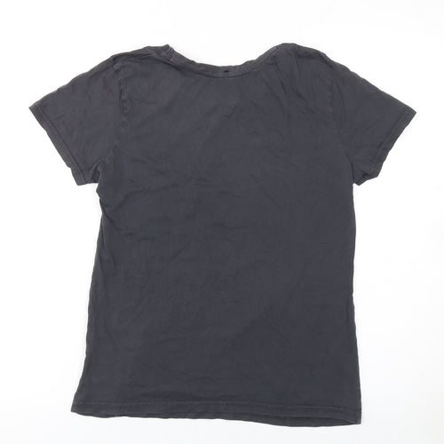 GRAIN Womens Black Cotton Crew Neck Short Sleeve T-Shirt M