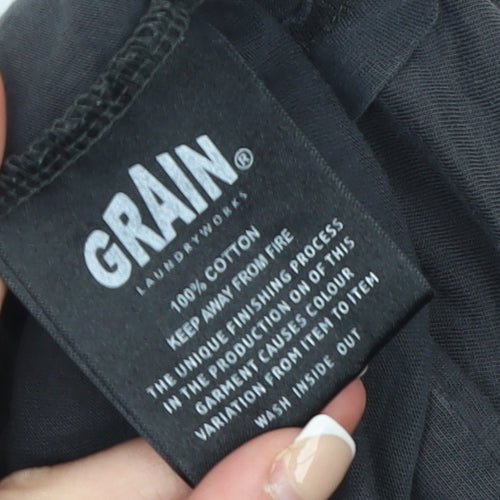 GRAIN Womens Black Cotton Crew Neck Short Sleeve T-Shirt M