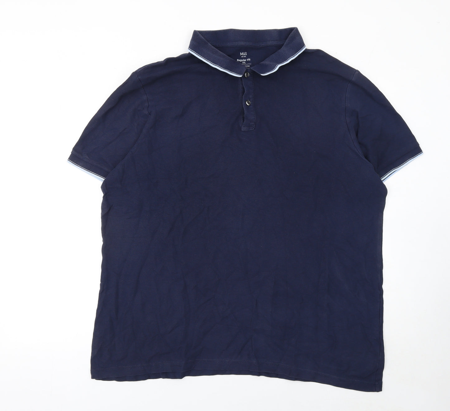 Marks and Spencer Men’s Blue 3XL Regular Fit Cotton Polo Shirt
