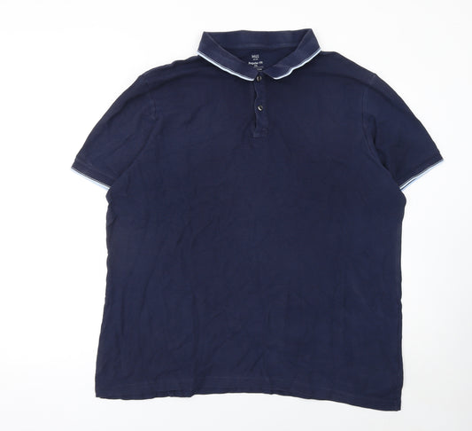 Marks and Spencer Men’s Blue 3XL Regular Fit Cotton Polo Shirt