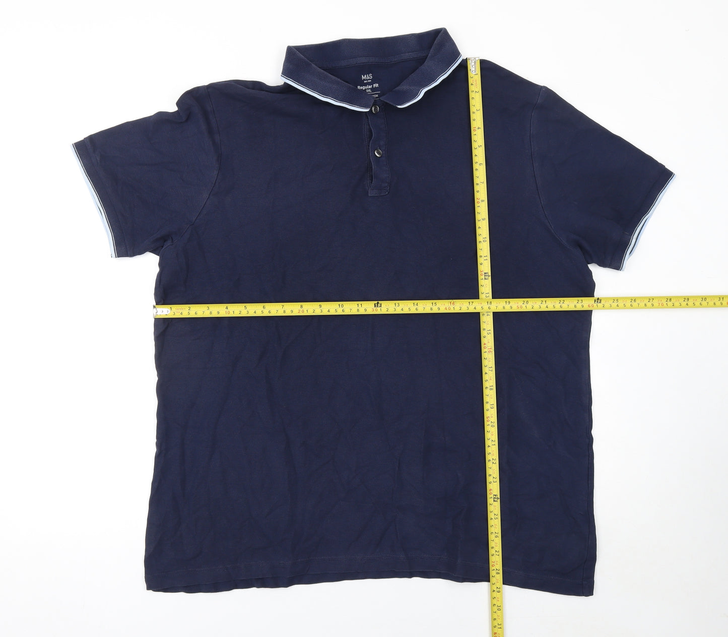 Marks and Spencer Men’s Blue 3XL Regular Fit Cotton Polo Shirt