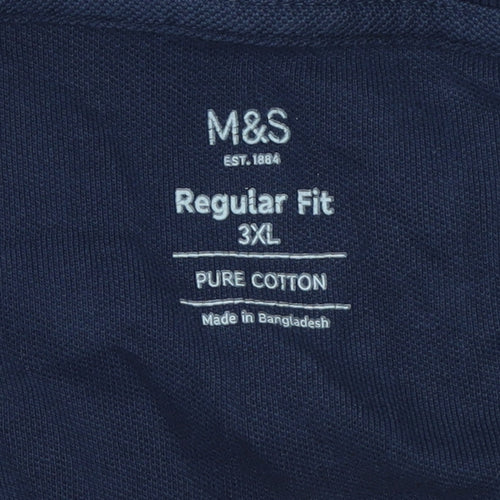 Marks and Spencer Men’s Blue 3XL Regular Fit Cotton Polo Shirt
