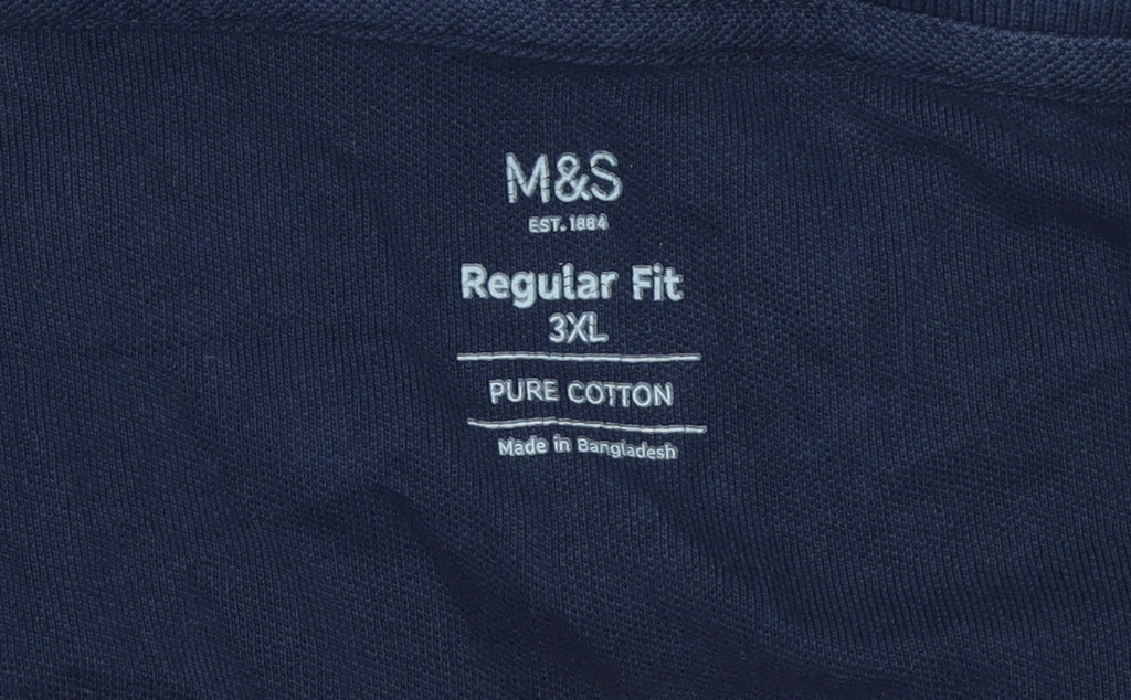 Marks and Spencer Men’s Blue 3XL Regular Fit Cotton Polo Shirt