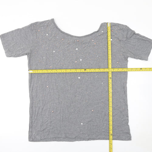 Next Women's Grey Short Sleeve Embellished T-Shirt Size 12