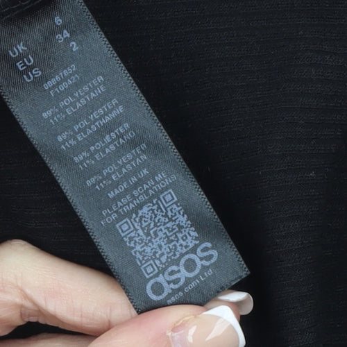 ASOS Women’s Black Midi Pencil Skirt Size 6 Stretch Jersey