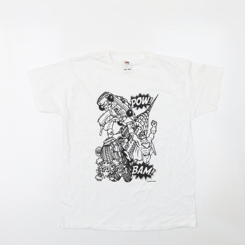Fruit of the Loom Boys White Comic Print Superhero T-Shirt 10 Years