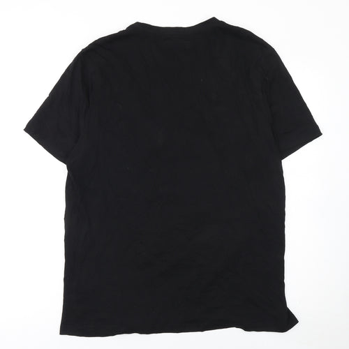 Tu Men’s Black Christmas Art Graphic T-Shirt Size L 100% Cotton