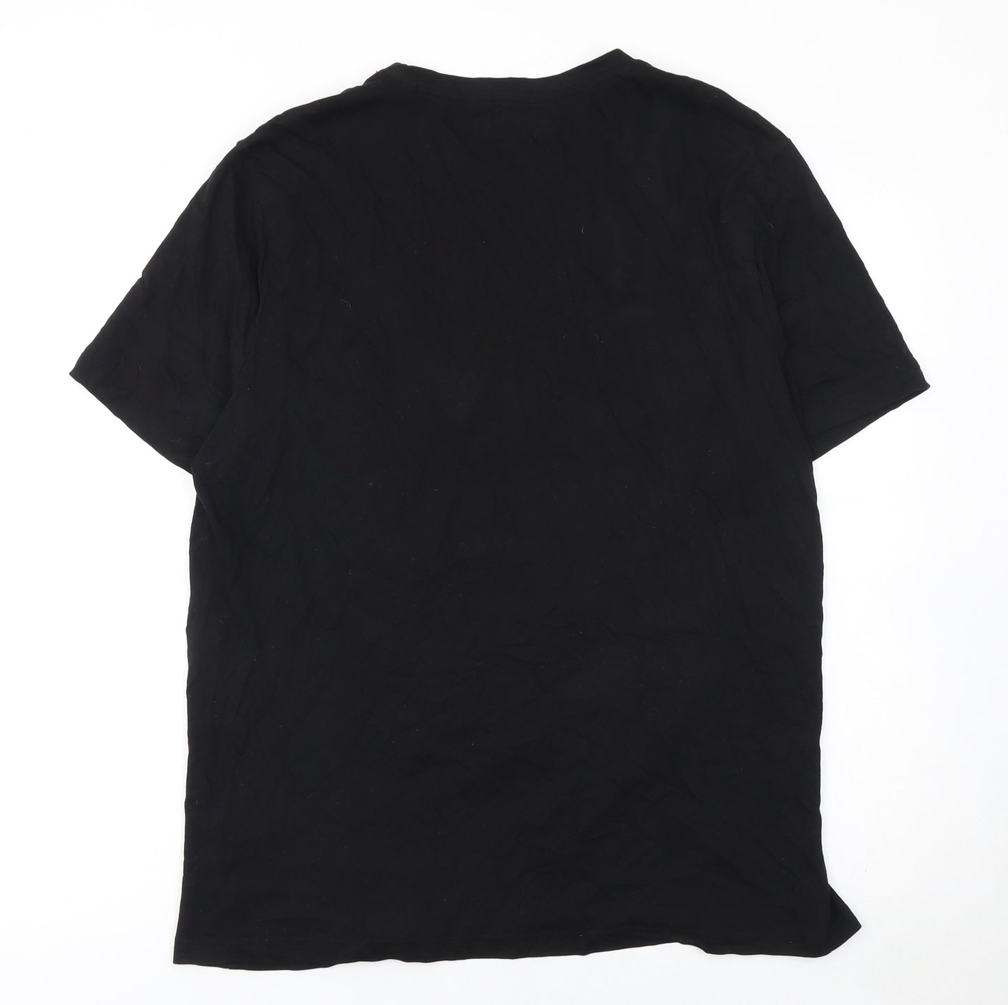 Tu Men’s Black Christmas Art Graphic T-Shirt Size L 100% Cotton