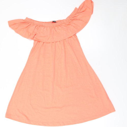 Atmosphere Women’s Orange Off Shoulder Ruffle A-Line Jersey Dress Size 10